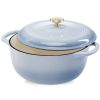 6 Quart Large Baby Blue Enamel Cast-Iron Dutch Oven Kitchen Cookware