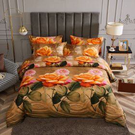 Queen Size Duvet Cover Set 6 Piece Luxury Floral Bedding, Dolce Mela Eden