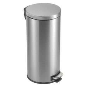 8-Gallon Round Stainless Steel Step Trash Can Kitchen Bathroom Home Office