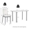 Modern 5-Piece Dining Set with Glass Top Table and 4 White PVC Leather Chairs