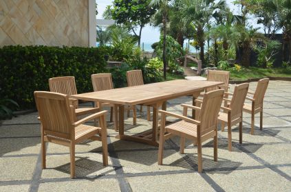 Bahama Stackable Sahara 9-Pieces Rectangular Dining Set A