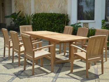 Bahama Stackable Sahara 9-Pieces Rectangular Dining Set B