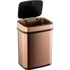 3-Gallon Copper Rose Gold Stainless Steel Trash Can with Motion Sensor Lid