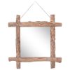 Log Mirror Natural 27.6"x27.6" Solid Reclaimed Wood