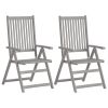 Patio Reclining Chairs 2 pcs Gray Solid Acacia Wood