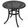 24 Inch Patio Side Table with Adjustable Footpads for Poolside Backyard Balcony