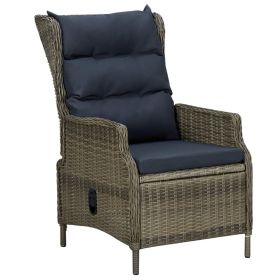 Reclining Patio Chair with Cushions Poly Rattan Brown