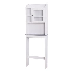 Modern Over The Toilet Space Saver Organization Wood Storage Cabinet for Home;  Bathroom -White