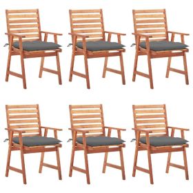 Patio Dining Chairs 6 pcs with Cushions Solid Acacia Wood