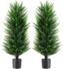 Two artificial cedar trees, 3 feet, artificial trees with UV protection artificial trimming