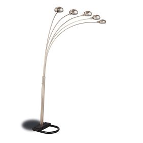 Chrome and Black Floor Lamp with Curvy Dome Shades