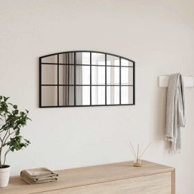 Wall Mirror Black 31.5"x15.7" Arch Iron