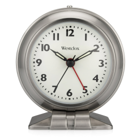 Westclox Silver Metal Analog Alarm Clock - Sleek and Elegant, with Precision Timekeepin