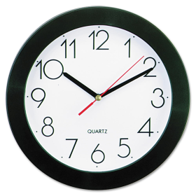 Universal UNV10421 9.75 in. Bold Font Round Wall Clock - Black