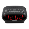 NELSONIC Digital AM/FM Alarm Clock Radio, Black with Red LED Display