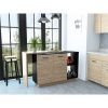 Chesterfield 2-Shelf 1-Drawer Kitchen Island Black Wengue and Light Oak