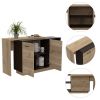 Chesterfield 2-Shelf 1-Drawer Kitchen Island Black Wengue and Light Oak