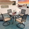 Outdoor Swivel Chairs Set of 6 Patio Metal Dining Rocker Chair with Cushion Surports 300 lbs for Garden Backyard Poolside,Black (2pcs Black-Lattice)