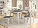 Beautiful 5-Pc Dinette Chalk White Gray Finish Rectangular Table Upholstered Chair Dining Room Wooden Dining Set Furniture Transitional Contemporary S