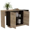 Chesterfield 2-Shelf 1-Drawer Kitchen Island Black Wengue and Light Oak