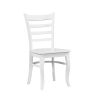 White Finish Dining Chairs Set of 2 Wooden Ladder-Back Casual Farmhouse Style Kitchen Dining Room Furniture