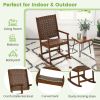 Patio Wood Rocking Chair with PU Seat and Rubber Wood Frame