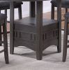 Dining Table Round Counter height Dining Table w Shelve 1pc Table Only Built In Leaf Solid wood Gray Finish