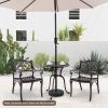 24 Inch Round Cast Aluminum Table Patio Dining Bistro Table with 2 Inch Umbrella Hole