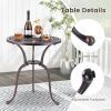 24 Inch Round Cast Aluminum Table Patio Dining Bistro Table with 2 Inch Umbrella Hole