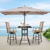 Patio Bar Height Table, All-Weather Cast Aluminium Square Bar Bistro Table with 2" Umbrella Hole, Outdoor Tall Table for Porch Balcony Backyard Garden