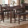 Contemporary Counter Height Dining 6pc Set Table w Butterfly Leaf 4x Chairs A Bench Brown Finish Rubberwood Chairs Cushions Kitchen Dining Room Furnit