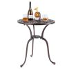 24 Inch Round Cast Aluminum Table Patio Dining Bistro Table with 2 Inch Umbrella Hole