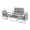 4-Piece Outdoor Patio Furniture Sets, Patio Conversation Set with Removable Seating Cushion, Courtyard Patio Set for Home, Yard, Poolside