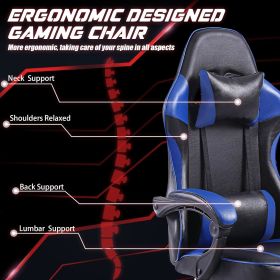 Ergonomic Gaming Chair with Footrest, PU Leather Video Game Chairs for Adults, Reclining Gamer Chair Office Chair with Lumbar Support, Comfortable Com