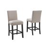 Biony Tan Fabric Counter Height Stools with Nailhead Trim, Set of 2