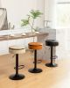 Round Storage Bar Stool Set of 2, Brown Faux Leather Height Adjustable Barstool, 360°Counter Height Swivel Stool, Armless Bar Chair with Metal Frame f