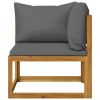 3-Seater Patio Sofa with Cushion Solid Acacia Wood