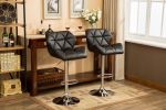 Glasgow Contemporary Tufted Adjustable Height Hidraulic Bar Stools, Set of 2, Black