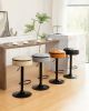 Round Storage Bar Stool Set of 2, Brown Faux Leather Height Adjustable Barstool, 360°Counter Height Swivel Stool, Armless Bar Chair with Metal Frame f