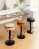 Round Storage Bar Stool Set of 2, Brown Faux Leather Height Adjustable Barstool, 360°Counter Height Swivel Stool, Armless Bar Chair with Metal Frame f