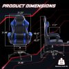 Ergonomic Gaming Chair with Footrest, PU Leather Video Game Chairs for Adults, Reclining Gamer Chair Office Chair with Lumbar Support, Comfortable Com