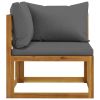 3-Seater Patio Sofa with Cushion Solid Acacia Wood