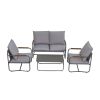 4-Piece Outdoor Patio Furniture Sets, Patio Conversation Set with Removable Seating Cushion, Courtyard Patio Set for Home, Yard, Poolside