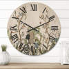 Designart 'Border With Peonies and Cranes In Chinoiserie Style' Traditional Wood Wall Clock(Size 16" x 16")