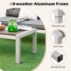 Modern Rectangular Patio Coffee Table with Plastic Wood Tabletop and Rustproof Aluminum Frame