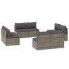 Patio Middle Sofas 8 pcs Gray 22.4"x22.4"x22" Poly Rattan