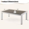 Modern Rectangular Patio Coffee Table with Plastic Wood Tabletop and Rustproof Aluminum Frame