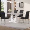 Table and chair set, modern minimalist white marble textured rectangular dining table. Suitable for restaurants and living rooms. Soft cushion seats.