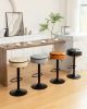 Round Storage Bar Stool Set of 2, Brown Faux Leather Height Adjustable Barstool, 360°Counter Height Swivel Stool, Armless Bar Chair with Metal Frame f