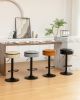 Round Storage Bar Stool Set of 2, Brown Faux Leather Height Adjustable Barstool, 360°Counter Height Swivel Stool, Armless Bar Chair with Metal Frame f